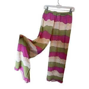 Pippa Pants Womens Small Multicolor Stripe Wide Leg Pull On Lightweight Casual
